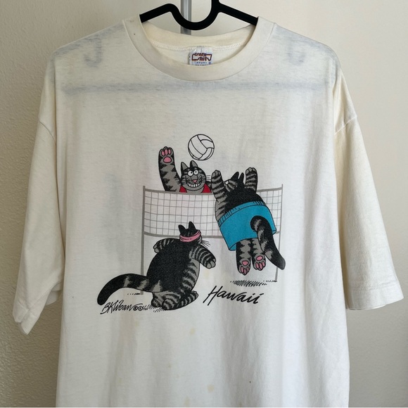 Vintage Crazy Shirts B Kliban Cats Volleyball T-Shirt XL Hawaii Edition - Picture 2 of 16